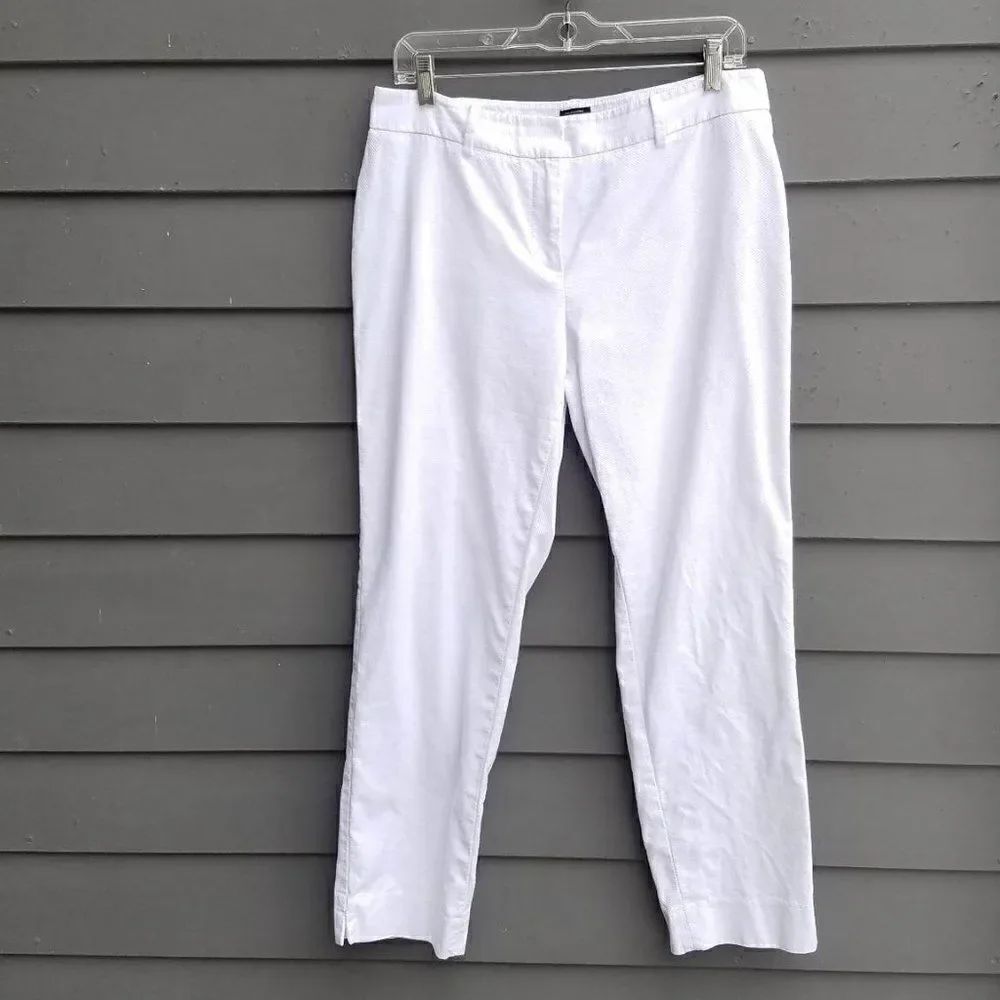 Talbots White Textured Cropped Cotton Hampshire Pants size 8